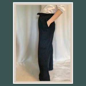 Midnight blue highwaisted suede trousers